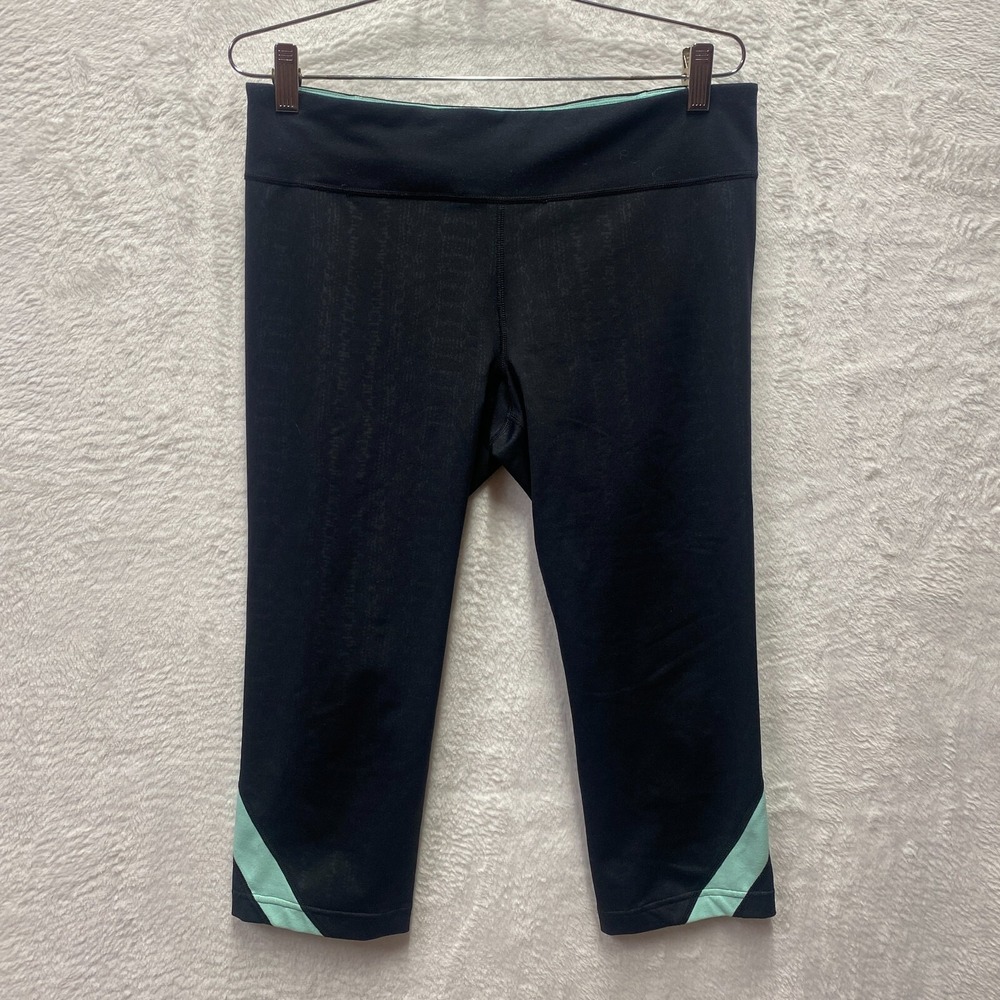 Under Armour Capri Workout Leggings Gym Run Fitted Womens Large Black Mid Rise - Picture 2 of 12